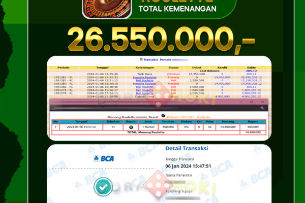 Livecasino Roulette Rp.26.550.000