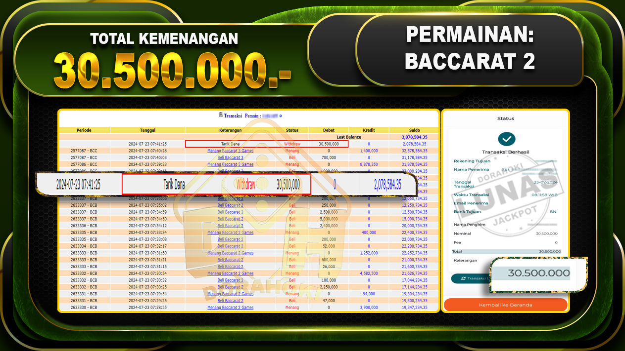 BACCARAT Rp.30.500.000