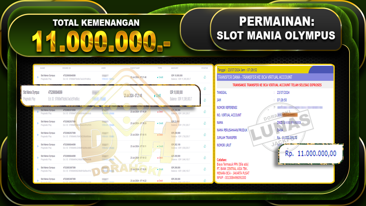 SLOT MANIA OLYMPUS Rp.11.000.000