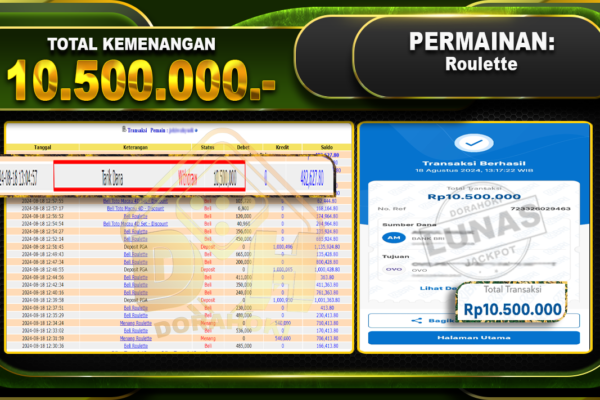 Roulette Rp 10.500.000